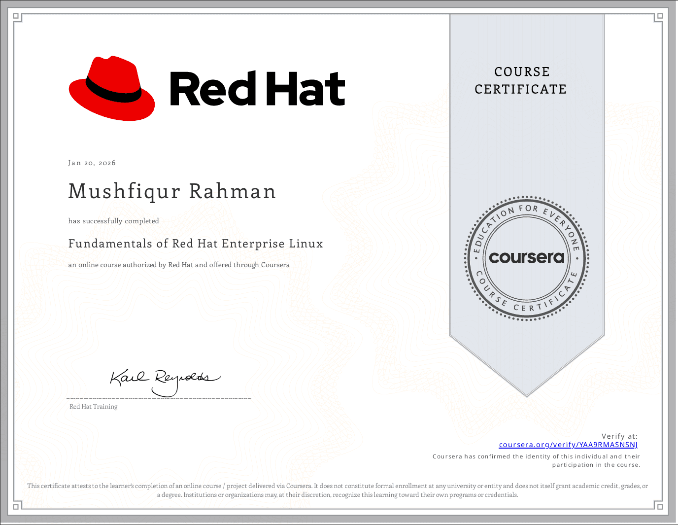 Fundamentals of Red Hat Enterprise Linux